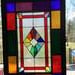 Up cycled old window with stained glass panel