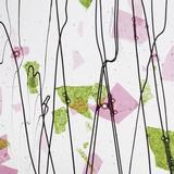 10 x 16 Bullseye Spring Green, Deep Pink and Black on Clear Fracture-Streamer - 90 COE