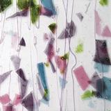16 x 20 Bullseye Pink, Plum, Aqua and Green and Pink on Clear Fracture-Streamer - 90 COE