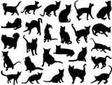 Cat Silhouettes Black Enamel Decals