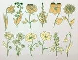 Garden Flowers Gold and Green Enamel Decals