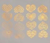 Modern Hearts Gold Enamel Decals