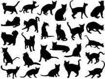 Cat Silhouettes Black Enamel Decals