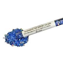 1 Oz CBS Rainbow Dichroic Frit Flakes on Blue Transparent - 96 COE