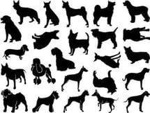 Dog Silhouettes Black Enamel Decals